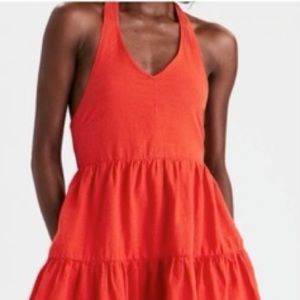 American Eagle Orange Halter Dress